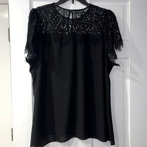 City Chic Plus Size 18 Black Short Sleeved Lace Blouse
